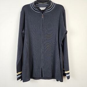 Exclusively Misook Full Zip Gray Cardigan Sweater Size Large Work Ready Office